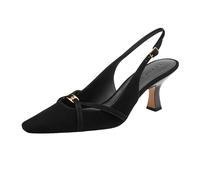 COACH Women's Rowyn Slingback Pump, Black Suede, 3 UK