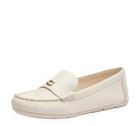 Coach Women's Sculpted C Leather Driver Loafer, Chalk, 5 UK