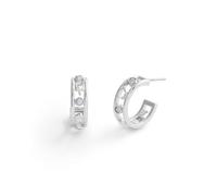 COACH Women's Signature C Open Hoop Earrings, One Size, Brass Titanium Glass, No Gemstone