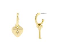 COACH Women's Signature Heart & Key Charm Huggie Earrings