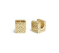COACH Women's Signature Quilted Cube Huggie Earrings, One Size, Brass, No Gemstone
