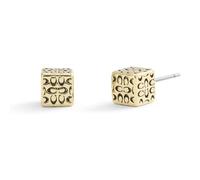 COACH Women's Signature Quilted Cube Stud Earrings, One Size, Brass Titanium, No Gemstone