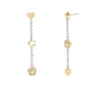 COACH Women's Signature Tea Rose & Heart Linear Earrings