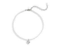 COACH Womens Stone Heart Pearl Choker Necklace, One Size, Brass, No Gemstone