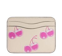 Coach Women's The Summer I Turned Pretty Wavy Card Case with Cherry Print, Pink/Cloud, One Size