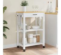 coachella wooden small kitchen trolley with 1 drawer in white oak