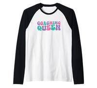 Coaching Queen Womens Coach Retro Vintage Wavy Groovy Raglan Baseball Tee