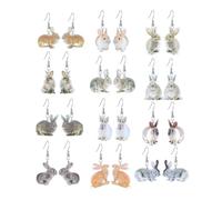 coadipress 12 Pairs Acrylic Cute Rabbit Animal Dangle Earrings for Women Funny Creative Bunny Hare Rabbit Easter Drop Earrings Lightweight Easter Holiday Jewelry, Standard, Acrylic, No Gemstone