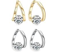 coadipress 2 Pairs Lymphatic Drainage Earrings for Women Unique Rhinestone Lymphatic Drainage Hoop Earrings Shiny Crystal Earrings Trendy Irregular Cubic Earrings Jewelry Gift, Zinc, Crystal