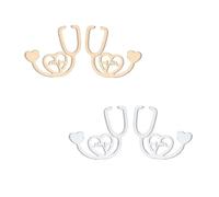 coadipress 2Pairs Nurses' Day Stud Earrings for Nurse Doctor Tiny Stethoscope Stud Earrings Minimalist Stainless Steel Heartbeat Earrings Nurses Day Birthday Jewelry, M, Alloy Steel, No Gemstone