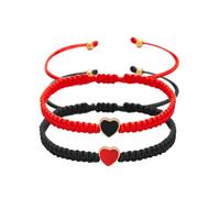 coadipress 2Pcs Braide Heart Bracelet Set for Women Men Colorful Couple Matching Heart Bracelet Adjustable Braided Lovers Relationship Bracelet Personalized Anniversary Birthday Jewelry, M, Rope, no