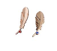 coadipress 2PCS Feather Brooches Pin for Women Men Delicate Rhinestone Pearl Leaf Lapel Pins Red Blue Crystal Feathers Brooches Clothing Dress Accessorie Jewelry, M, Alloy Steel, rhinestone