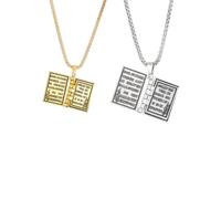 coadipress 2PCS Holy Bible Book Pendant Necklace for Women Men Fashion Retro Scripture Miniature Readable Bible Openable Prayer Verse Adjustable Chain Necklace Christmas Charm Jewelry, Middling, Alloy