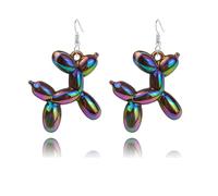 coadipress 3D Balloon Dog Earrings for Women Kawaii Funny Balloon Animal Dog Earrings Colorful Cartoon Resin Charm Poodle Dogs Dangle Earrings Patry Fashion Accessories Jewelry, M, Resin, No Gemstone