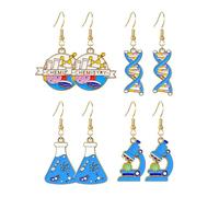 coadipress 4 Pairs Biology Chemistry Earrings for Women Funny Creative Microscope DNA Bottle Earring Laboratory Scientist Teacher Nerd Individual Unique Gifts, M, Metal Plastic, No Gemstone