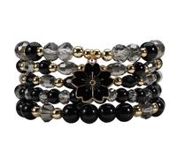 coadipress 5Pcs Bohemian Flower Stackable Bead Bracelets for Women Multilayer Crystal Glass Beaded Charm Bangles Bracelet Boho Summer Beach Hawaii Holiday Statement Jewelry, Middle, Alloy Steel, no