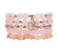 coadipress 5Pcs Bohemian Flower Stackable Bead Bracelets for Women Multilayer Crystal Glass Beaded Charm Bangles Bracelet Boho Summer Beach Hawaii Holiday Statement Jewelry, Middle, Alloy Steel, no