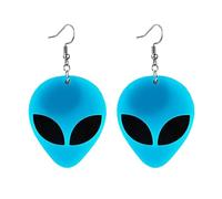 coadipress Acrylic Alien Earrings for Women Girls Cute Funny Cartoon Green Space Head Resin Dangle Drop Statement Earrings, Resin, not known