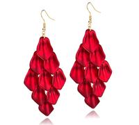 coadipress Acrylic Petal Drop Dangle Earrings for Women Long Drop Rose Flower Earrings Lightweight Statement Exaggerated Layered Floral Petal Earrings Boho Wedding Jewelry Gifts, Acrylic