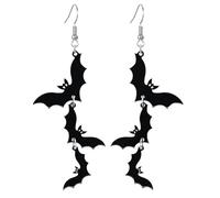 coadipress Black Bat Earrings for Women Halloween Gothic Bat Vampire Tassel Earring Acrylic Glitter Lightweigh Fun Cute Spooky Halloween Holiday Scary Party Costume Jewelry, Middle, Acrylic, No