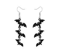 coadipress Black Bat Earrings for Women Halloween Gothic Bat Vampire Tassel Earring Acrylic Glitter Lightweigh Fun Cute Spooky Halloween Holiday Scary Party Costume Jewelry, Middle, Acrylic, No