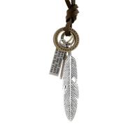 coadipress Bohemian Feather Pendant Necklace for Woman Men Boho Handmade Fashion Vintage Antique Tribal Leather Necklace Birthday Party Personalized Accessories Jewelry, Middling, Alloy Steel, No