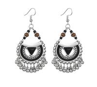 coadipress Boho Beaded Tassel Dangle Earrings for Women Vintage Bohemian Tribal Jhumkas Jewelry Ethnic Chandelier Triangle Shape Hook Earrings Statement Indian Jewelry Gifts, Medium, Beads Metal, No