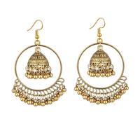coadipress Boho Round Chandelier Earrings for Women Dainty Bohemian Bali Vintage Chandelier Indian Earrings Disc Flower Crescent Moon Beaded Tassel Drop Earrings Boho Jewelry Gifts, M, Alloy Steel, No