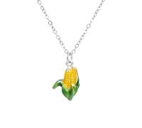coadipress Corn Necklace for Women Charm Corn on the Cob Pendant Necklace Lifelike Food Corn Thanksgiving Fall Autumn Holiday Jewelry Gift for Her, Middle, Alloy Steel, No Gemstone