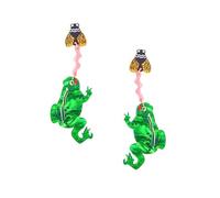 coadipress Cute Green Frogs Caterpillar Drop Earring for Women Acrylic Cartoon Animal Drop Earrings Teacher Earrings, XL, Acrylic, No Gemstone
