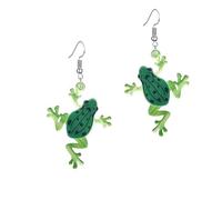 coadipress Cute Green Frogs Caterpillar Drop Earring for Women Acrylic Cartoon Animal Drop Earrings Teacher Earrings, XL, Acrylic, No Gemstone