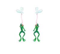 coadipress Cute Green Frogs Caterpillar Drop Earring for Women Acrylic Cartoon Animal Drop Earrings Teacher Earrings, XL, Acrylic, No Gemstone