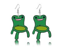 coadipress Cute Green Frogs Caterpillar Drop Earring for Women Acrylic Cartoon Animal Drop Earrings Teacher Earrings, XL, Acrylic, No Gemstone