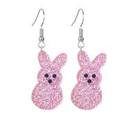 coadipress Easter Rabbit Earrings Cute Glitter Bunny Rabbit Sparkle Spring Earrings for Women Acrylic Colorful Holiday Happy Easter Jewelry Gift, Standard, Acrylic, No Gemstone