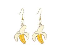 coadipress Fruit Banana Dangle Earrings for Women Fashion Cute Lifelike Resin Peeled Fruits Banana Funny Earrings Bohemian Colorful Yellow Banana Food Earring, Middle, Resin, No Gemstone
