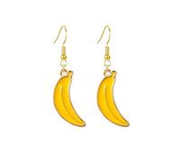 coadipress Fruit Banana Dangle Earrings for Women Fashion Cute Lifelike Resin Peeled Fruits Banana Funny Earrings Bohemian Colorful Yellow Banana Food Earring, Middle, Resin, No Gemstone