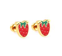 coadipress Fruit Stud Earrings for Women Dainty Small Fruit Stud Earrings Weird Watermelon Earrings Cute Lifelike Red Strawberry Funny Kawaii Cherry Earrings Summer Fruit Jewelry Gifts, S, Zinc, No