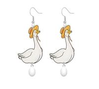 coadipress Funny Hen Lay Egg Earrings for Women Cute Chicken Goose Egg Animal Dangle Drop Earrings Lightweight Novelty Holiday Farm Lover Jewelry, One Size, Metal Alloy Enamel, No Gemstone