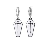 coadipress Gothic Retro Coffin Cross Earrings for Women Punk Style Funny Creative Coffin Hoop Earrings Exaggerated Alternative Personality Skull Coffin Earrings Halloween Casket Jewelry, Zinc, No