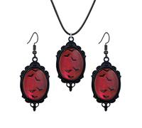 coadipress Gothic Vampire Bat Earrings Necklace Set Vintage Crystal Glass Bat Goth Vampire Earrings and Pendant Necklace Mystic Victorian Witch Jewelry Halloween Costume for Women, Middle, Crystal