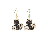 coadipress Halloween Black Cat Earrings for Women Cute Animal Cat Moon Earrings Weird Cat Skull Earrings Funny Halloween Party Novelty Jewelry Gifts, Zinc, No Gemstone