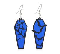 coadipress Halloween Coffin Earrings for Women Men Vintage Lightweight Acrylic Bat Spider Web Dangle Drop Earring Gothic Punk Bat Spider Web Horror Earring Chic Halloween Jewelry Gifts, Acrylic, No
