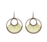 coadipress Handmade Fringe Braided Earrings for Women Boho Woven Lightweight Layered Leaf Geometric Earrings Drop Black Jewelry Fashion Silk Earring Dangle Silver Earrings Jewelry Gifts, Zinc, No
