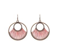 coadipress Handmade Fringe Braided Earrings for Women Boho Woven Lightweight Layered Leaf Geometric Earrings Drop Black Jewelry Fashion Silk Earring Dangle Silver Earrings Jewelry Gifts, Zinc, No