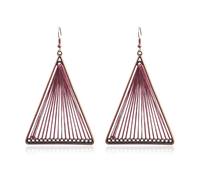 coadipress Handmade Fringe Braided Earrings for Women Boho Woven Lightweight Layered Leaf Geometric Earrings Drop Black Jewelry Fashion Silk Earring Dangle Silver Earrings Jewelry Gifts, Zinc, No