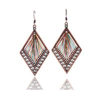 coadipress Handmade Fringe Braided Earrings for Women Boho Woven Lightweight Layered Leaf Geometric Earrings Drop Black Jewelry Fashion Silk Earring Dangle Silver Earrings Jewelry Gifts, Zinc, No