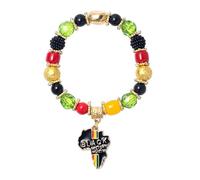 coadipress Juneteenth Africa Bracelet for Women Colorful Africa Map Heart Beaded Stackable Bracelet Afro Power Fist Charm Bracelets 1865 June Nineteenth Accessories Jewelry, M, Alloy Steel, no