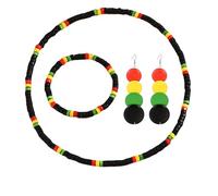 coadipress Juneteenth Necklace Earrings Bracelet Set for Women Juneteenth Freedom Day Black History Month Beaded Necklace Wood African Earrings June Nineteenth Accessories Jewelry, Medium, Alloy Steel