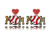coadipress Mom Sports Ball Football Baseball Rugby Volleyball Earrings for Women Retro Sports Acrylic Lightweight Unique Soccer Volleyball Baseball Earrings Sport Lover Jewelry Gift, XL, Acrylic, No