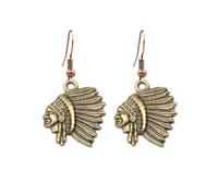 coadipress Native American Indian Chief Earrings for Women Unique Indian Warrior Chief Head Skull Western Cowboy Vintage Punk Dangle Drop Statement Earrings Jewelry Gifts, Zinc, No Gemstone